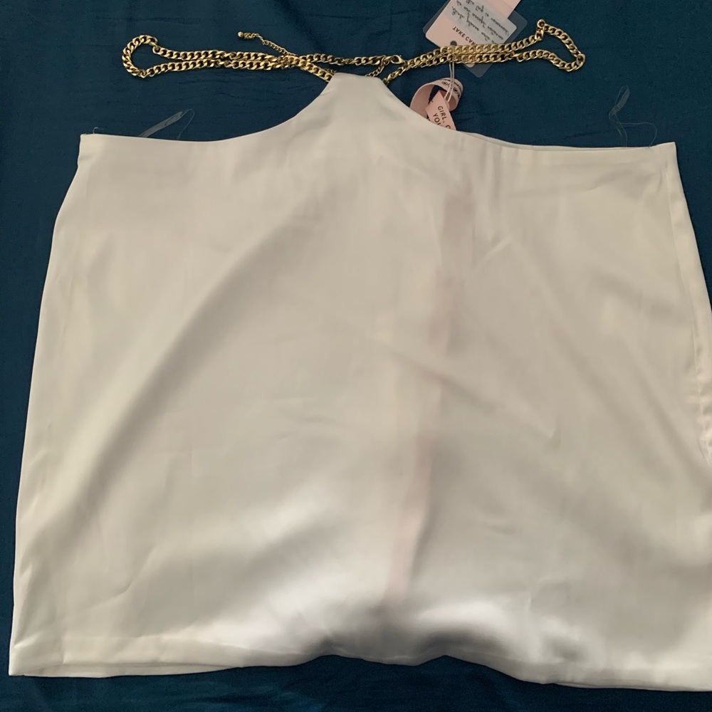 Oh Polly Meet Again Waist Chain Mini Skirt in Ivory sz 10